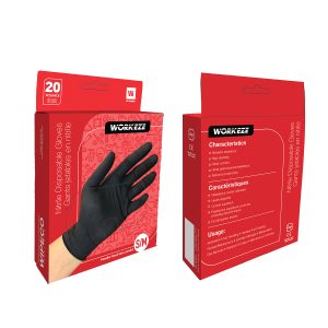20Pk Workeze Nitrile 4 mil Black Disposable Glove