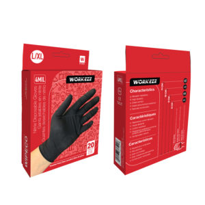 20Pk Workeze Nitrile 4 mil Black Disposable Glove