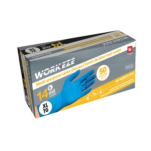 Gant jetable bleu Wipeco en latex non poudré de 14 mil
