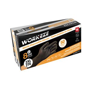 Gant jetable noir à manchette allongée Wipeco Nitrile 8 mil