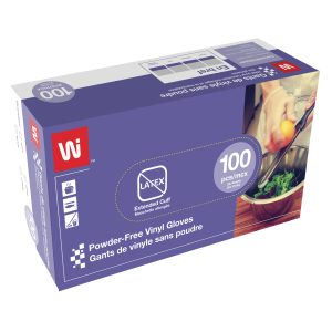 Gant jetable transparent Wipeco Vinyl 4 mil (manchette allongée)