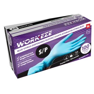 Workeze gants jetables en vitrile bleu, sans latex