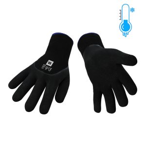 Gant noir en latex et nylon - doublure en polaire acrylique