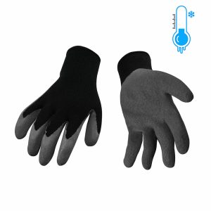 Hiver - gant gris latex grip noir doublé polaire