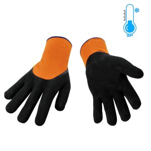 Latex nylon grip glove - Orange acrylic fleece liner