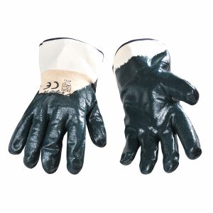 Gant enduit de nitrile 3/4 trempé avec manchette en toile de coton