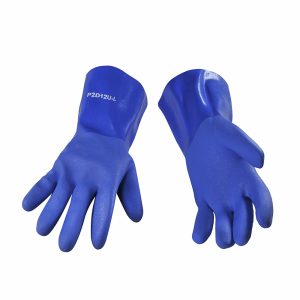 Non doublé - gant bleu double trempage en PVC 12"