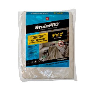 Non slip 9' x 12' Laminated Canvas leak Proof Drop Cloths - StainPro™
