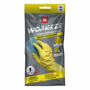 Gant de lave-vaisselle domestique jaune de 15 mil